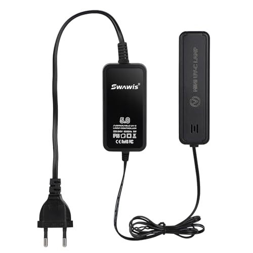 SWAWIS 5W Mini Lámpara UV Acuario Esterilizadora, 220V Sumergible UV Luz para Acuario con Escudo de Luz, Algas Bacterias Matar Lámpara para Subacuática Eliminación de Algas Desodorización