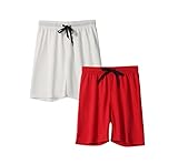 DaniChins Boys Loose Athletic Moisture Wicking Shorts Performance Mesh Shorts (White,Red,4)