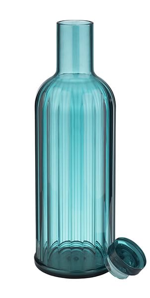APS 10749 - Bottiglia "Stripes", in silicone, 1 l, 9 x 28,5 cm, colore: Blu