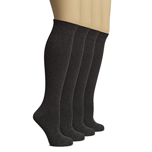 Image of Hugh Ugoli Women's Rayon Derived from Bamboo Knee High Socks Comfort Seam Long Dress Socks, Shoe Size 5-8 /8-11, 4 Pairs