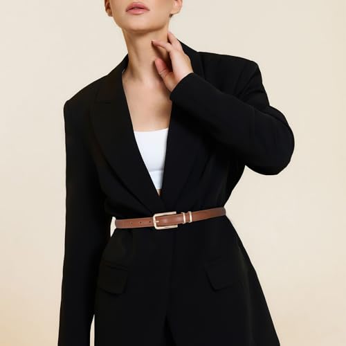 VONMELLI Women Skinny Leather Belt Thin Waist Belt for Women Jeans Dress Fashion Ladies Belt with Gold Buckle - Image 6