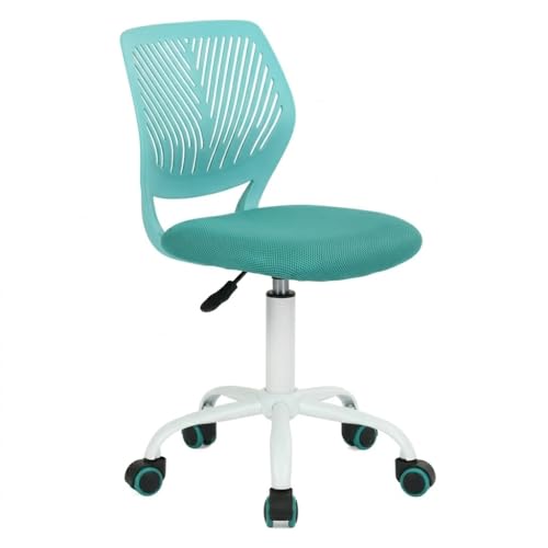 Homy Casa Silla de Escritorio, Taberno de Tarea Giratorio Ajustable, Silla de Trabajo ergonómica del Asiento de Tela sin reposabrazos, Turquesa