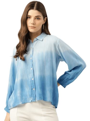Image of Maaesa - Women Handcrafted Tie-Dye Rayon Shirt | Casual & Office Wear | Relaxed Fit | Long Sleeve | Breathable & Lightweight Fabric