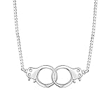 Yearace S925 Sterling Silver Handcuffs Infinity Interlocking Circle Collar Statement Choker Pendant Necklace for Her, Girlfriend, Wife - 14+4''