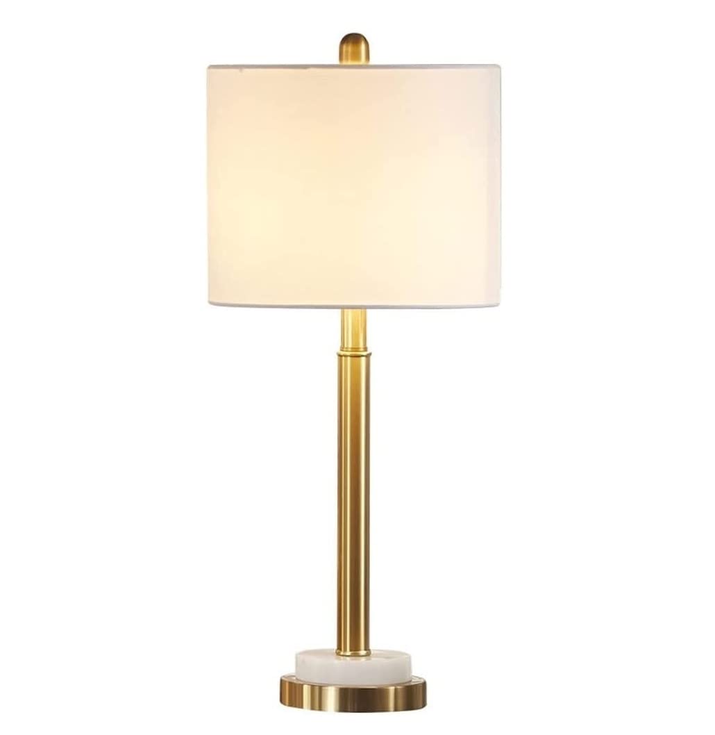Lampe de Bureau Rétro Laiton Métal Tube Lampe De Table Blanc Tambour Abat-jour Décor Moderne Luxe Marbre Base Veilleuse Lampes De Table Pour Salon Lampe de Chevet pour Chambre ( Size : 27.5*63cm )
