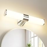 【Excellent Éclairage de Salle de Bain】Corps de lampe en ABS chromé argenté et abat-jour en polycarbonate à large diffusion de la lumière. Applique murale de style moderne pour l'éclairage des miroirs de salle de bain, en milieu résidentiel ou commercial. Interrupteur externe nécessaire pour allumer/éteindre la lampe (non inclus)