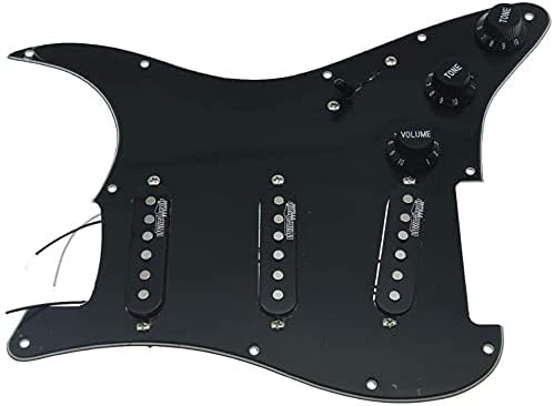 Miniatura 3 de Dopro Golpeador de guitarra cargado con pastillas Wilkinson precableado ST Pickguard para USAMéxico FD Strat Stratocaster Negro 3Ply