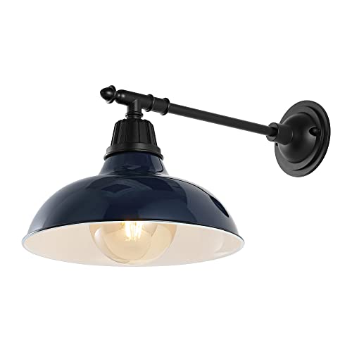 Image of JONATHAN Y Wallace 1-Light Outdoor 12.25 inch Wall Sconce, Navy /Black