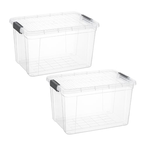 Image of Superio 14.7 Quart Clear Plastic Storage Boxes with Lids, Stackable Organizer Containers, BPA-Free Storage Bins for Home, Office, School & Dorm, 2 Pack