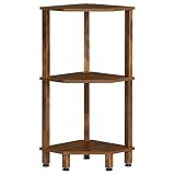 YUFAM 3-Tier Corner Shelf with Sturdy 5-Leg Base, Wooden Corner Bookshelf for Small Spaces, Small Corner Table for Living Room, Bedroom, Office, Brown