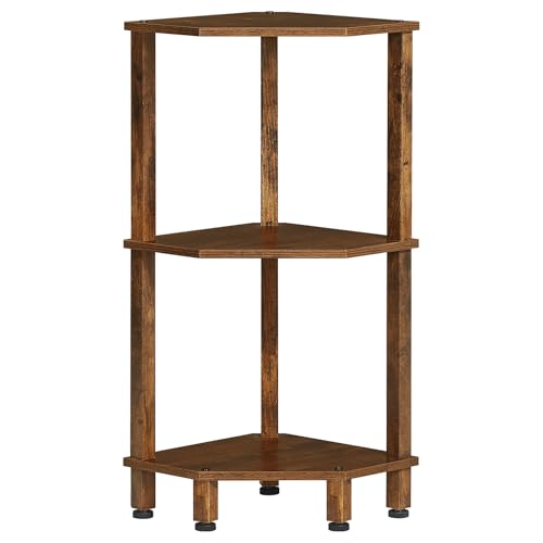 YUFAM 3-Tier Corner Shelf Brown