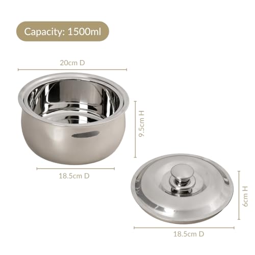 Image of Nestasia Stainless Steel Insulated Casserole with Lid (1500 ml) - 100% Food Safe Casserole for Roti Hot Case with Self Locking Lid - Keeps Food Hot & Cold | Rust Resistant & BPA - Free Chapati Server