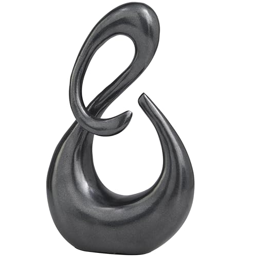 Escultura decorativa abstracta de metal aluminio gris oscuro 7 x 3 x 12 pulg miniatura 1