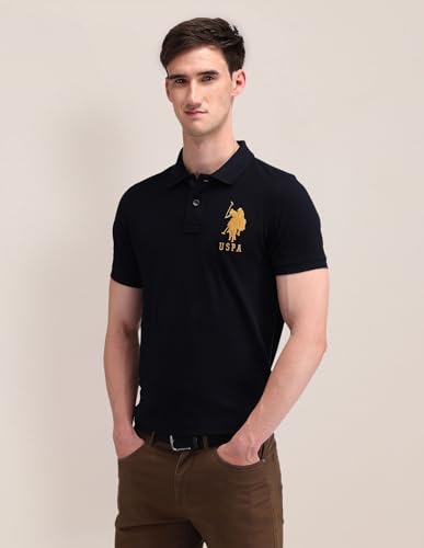 Image of U.S. POLO ASSN. Men's Printed Round Neck Half Sleeve Casual Cotton Regular 1665 T-Shirts (UDTSH2240)