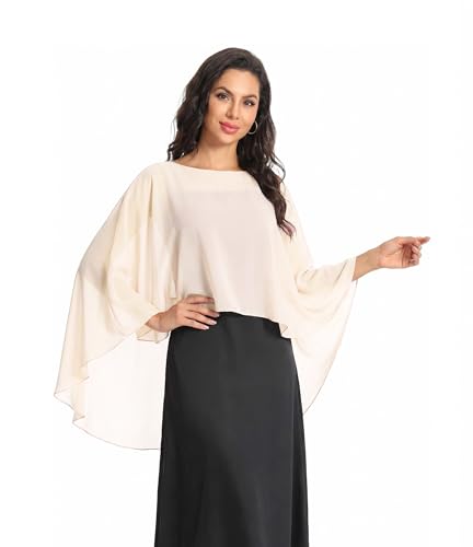 Image of Baoqiya Chiffon Capes Sheer Capelets Long Cape Poncho For Women Plus Size