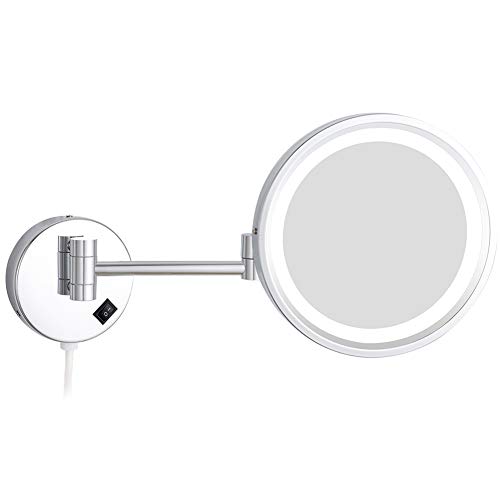 GURUN LED Lighted Wall Mount Mirror 8.5-Inch with 10x Magnification, Chrome Finish with Plug M1807D(8.5in,10x)