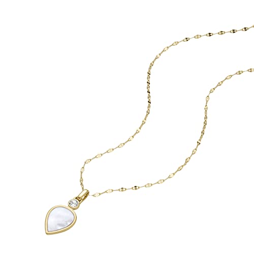 Fossil Women's Teardrop Mother Of Pearl Pendant Necklace, Color: Gold (Model: Jf04248710) #TOP2