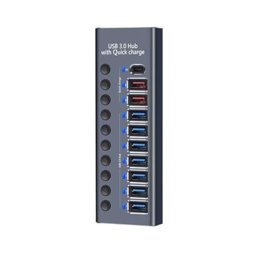 Hub USB 3.0 à 10 Ports avec multiprise de charge PD 2.4A pour étendre les connexions de bureau