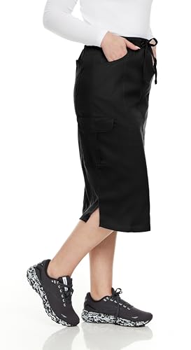 MediChic Women's Stretch Scrub Skirt - 5-Pocket, Comfortable & Durable Workwear Skirt for Healthcare, Medical Nurse, Black4