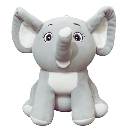 Image of Sitting Elephant Soft Toys for Baby Girl - 30Cm Light Grey | Stuffed Animal Kids Toys for 2-5 Years Boys & Girls