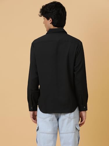 Image of KOTTY Men's Textured Casual Shirt - Long Sleeve||Button-Down Collar||Classic Fit