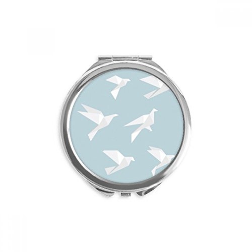Miroir pigeon origami géométrique de poche rond multicolore 6.6x6x0.8cm