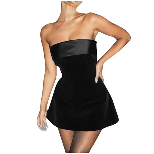 Amazon.com: Women Velvet Satin Strapless Dress Sexy Off Shoulder Mini  Dresses Slim Y2K Short Dresses Homecoming Dress Black : Clothing, Shoes &  Jewelry