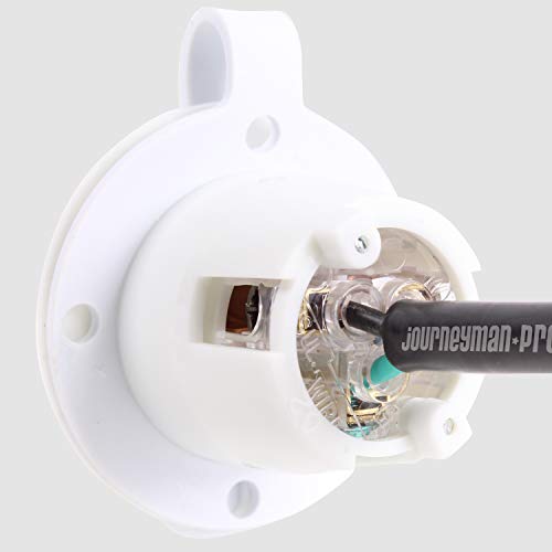 Journeyman-Pro 5278W 15 Amp 120-125 Volt, Nema 5-15 Flanged Inlet, White Commercial Grade, 2 Pole-3 Wire, Straight Blade 110V/115V Rv Shore Power Plug Charger Receptacle (Front & Back Cover) #TOP5