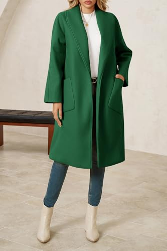 Cicy Bell Womens Open Front Pea Coats Classic Lapel Long Trench Coats Loose Fall Winter Outwear with Pockets3