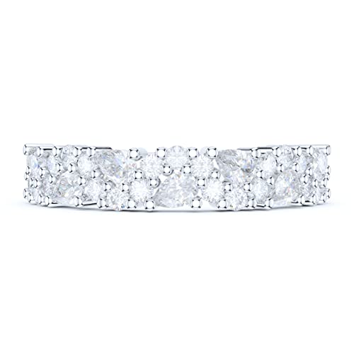 4.3mm Wide Sterling Silver Cluster Simulated Marquise and Round Diamond Half Eternity Ring2