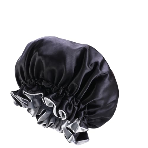 BaronHong Satin Hair Sleep Cap for Curly,Voluminous,or Straight Hair | Prevents Frizz,Dryness,Knots,Hair Breakage(Black,M)