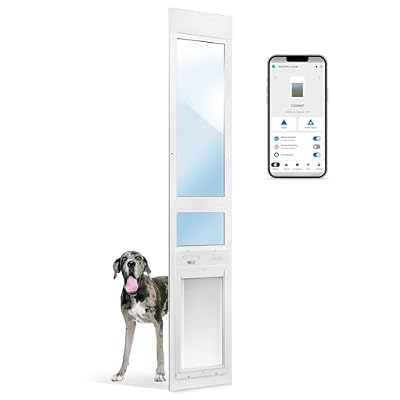 Power Pet Automatic ROLL UP Door by High Tech Pet Brand - Motorized Panel Rolls Up - Pet Operated - Remote App Control - 24/7 Exit & Entry Timers (X-Large, Patio Tall - 92½-96)