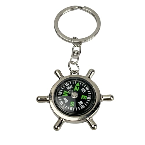 Portachiavi Timone Capitano con Bussola - Portachiavi Volante da Barca con Bussola Reale Integrata - Accessorio per gli amanti delle Barche, Capitani, Avventurieri, Marinai... - Unisex Uomo e Donna,