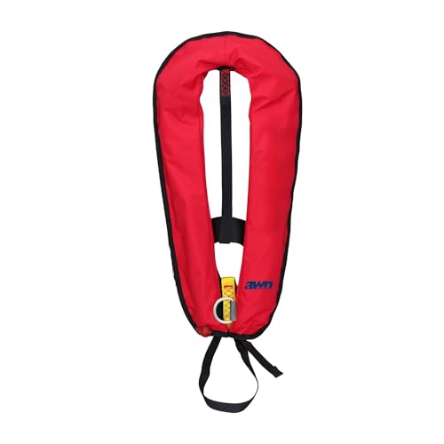 awn Supralite Schwimmweste, 170N, ISO 12402-3, vollautomatisch mit Schrittgurt, D-Ring und Bergeschlaufe, ohnmachtssicher, leicht und verstellbar, Rettungsweste, Schwimmhilfe Erwachsene, Rot