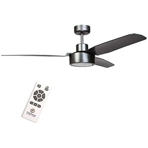 CristalRecord - Ventilador de techo Silencioso con LED de Acero Gris y 3 colores de luz Cimio Cover