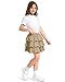 KEREDA Girls Skirt Kids Casual 3-Layer Ruffle Skort School Uniform Skirts for Girls Khaki 5-6 Years