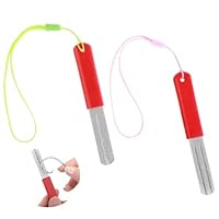 Nogeqi 2 Stück Hook Sharpener Schleifstein Für Angelhaken, Doppelseitig Fischhakenschärfer Tragbares Dart Spitzer, Angelhaken Schleifwerkzeug Mit Griff Angeln Geschenk Für Angeln Outdoor Tool (Rot)