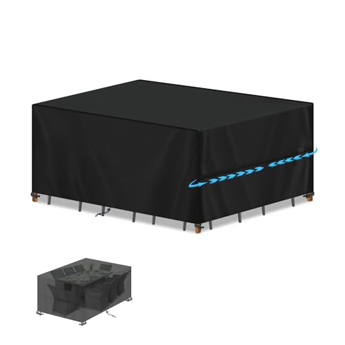 SIMPHAUS Housse Salon de Jardin Exterieur Impermeable Housse de Protection de Table Extérieur 420D Oxford Tissu Housse pour Meuble de Jardin Protection Canape Jardin Anti-UV au Vent 180x120x75cm
