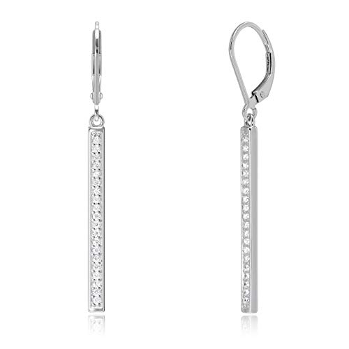.925 Sterling Silver Cubic Zirconia Vertical Bar 1-3/4
