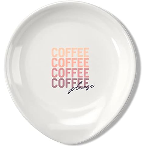 Funny Ceramic Coffee Spoon Rests - Coffee Station Décor Coffee Bar Decoration Accessories - Cute Coffee Spoon Teaspoon Holder - Coffee Lovers Gift for Women and Men - Funny Quote - Coffee Please Cover