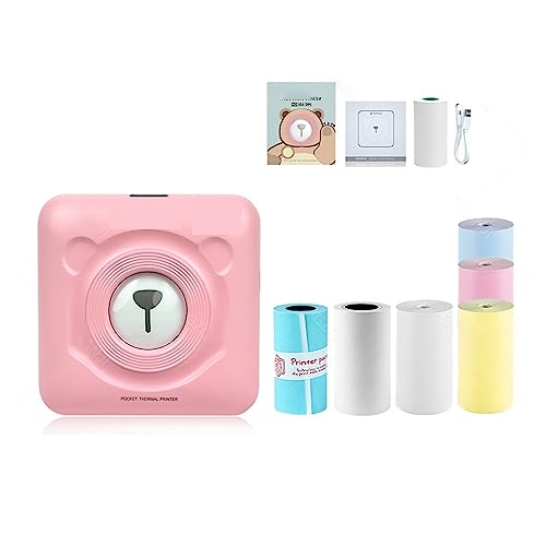 Image of Red Portable Thermal Photo Printer Wireless Mini Pocket Pictures Label Sticker Printing 58mm(304 Pink Add 6rolls)
