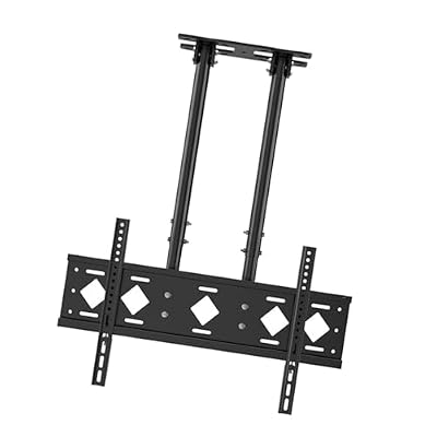 SDdPulse Adjustable Ceiling TV Mount Bracket - Single-Screen TV Stand with Adjustable Height, Suitable for Screens from 55 to 86 Inches, Supports Up to 80 Kg/176 Lbs TV