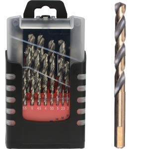 Set di 25 punte HSS corte PLUS in scatola di plastica | DIN338, codolo cilindrico