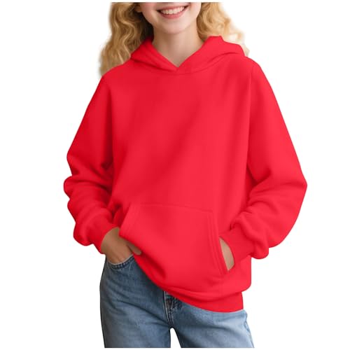 Girls Hoodies Pullover Basic Solid Sweatshirt Tops Loose Long Sleeve Casual Fall Winter T-Shirts for 2-15 Years