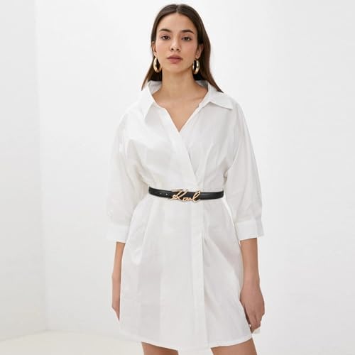 Image of Aurolran Women's Leather Belt with Buckle - Ideal for Dresses, Jeans, and Coats
