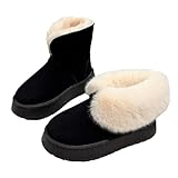 [1/2style] ニブンノイチスタイル ブーツ 折り返し 厚底 2 way ボア ファー ムートン 風 ショート シューズ 靴 レディース (黒, 25.0 cm)