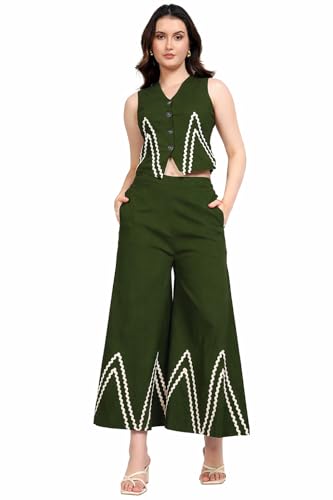 Image of JAIPURFAME Women's Trendy V-Neck Waistcoat With Trousers, Stylish Formal Two-Piece Outfit,Women's Smart Formal Wear Set