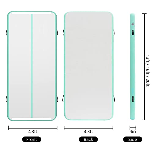 Xhycpy Inflatable Gymnastics Tumbling Track Air Mat 13Ft 16Ft 20Ft Tumble Track - Wide 3.3Ft Thick 4 Inches Training Track Mat With Electric Air Pump (Green, 10Ft*3.3Ft*4In(3X1X0.1M)) #TOP5