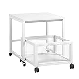 VERMESS Mini Fridge Stand with Storage, Printer Stand with Storage Drawer, Rolling File Cabinet Cart with Wheels, Mobile Printer Table Heavy Duty Beverage Fridge Table for Home Office Bedroom, White