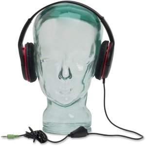 Casque stéréo avec contrôle du volume noir et rouge pour ordinateur - 2